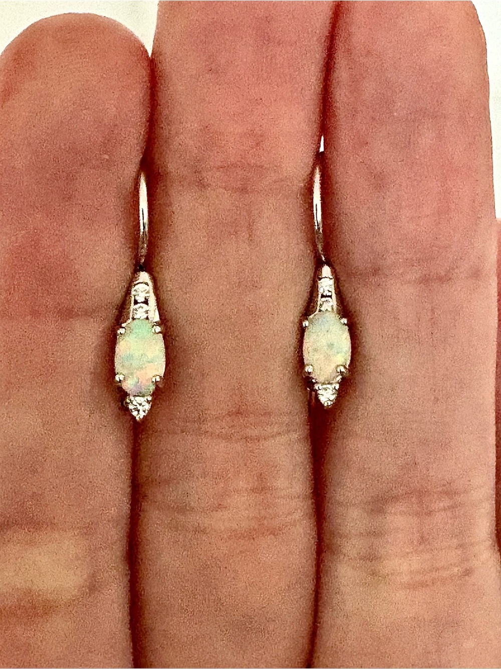 Vintage RJ Graziano Sterling Silver 925 Simulated Opal Drop/Dangle Earrings